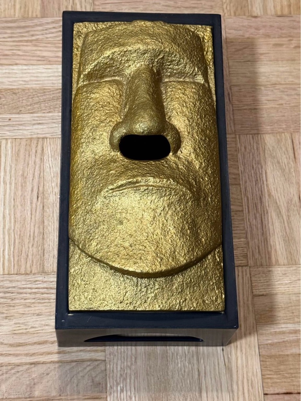 Vintage Rotary Hero Gold Moai Face Tissue Holder